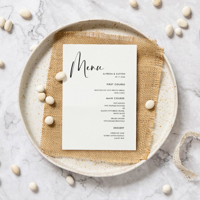 Elegant & modern black and white wedding menu (Creator Uploaded)