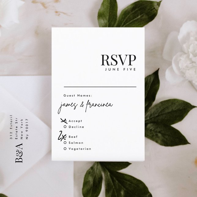 Elegant Modern Black and White Wedding Names RSVP  (Creator Uploaded)