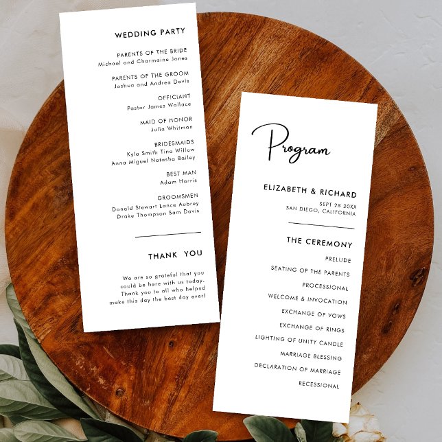 Elegant & Modern Black and White Wedding Program (Creator Uploaded)