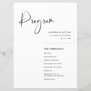 Elegant & modern black and white wedding programme