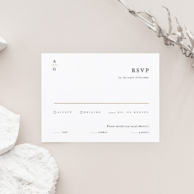 Elegant Modern Black and White Wedding RSVP Card (Creator Uploaded)