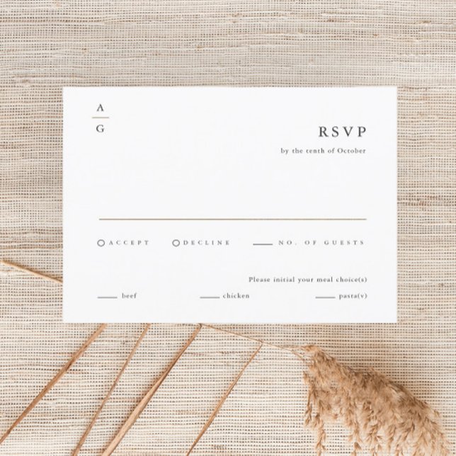 Elegant Modern Black and White Wedding RSVP Card (Creator Uploaded)