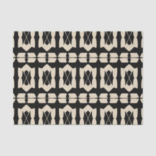 Elegant Modern Black & Beige Geometric Pattern Tissue Paper