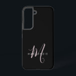 Elegant Modern Black Blush Pink Script Monogram Samsung Galaxy Case<br><div class="desc">Elegant Modern Black Blush Pink Script Monogram Phone Case.  An elegant Blush Pink script monogram combined with a clean white san-serif font makes for a contemporary look.</div>