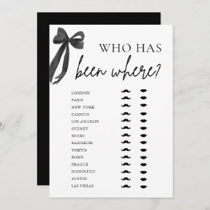 Elegant Modern Black Bow Who Has Been Where Game  Invitation