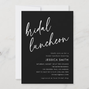 Elegant Modern Black Bridal Luncheon Photo Invitation