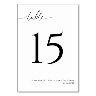 Elegant Modern Black Calligraphy Wedding 15 Table Number