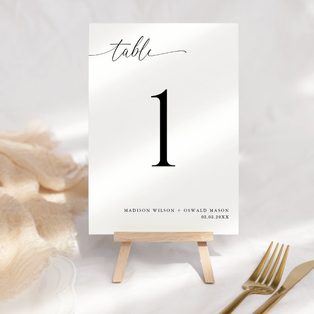 Elegant Modern Black Calligraphy Wedding 1 Table N Table Number (Creator Uploaded)