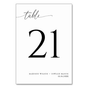 Elegant Modern Black Calligraphy Wedding 21 Table Number