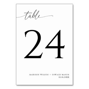 Elegant Modern Black Calligraphy Wedding 24 Table Number