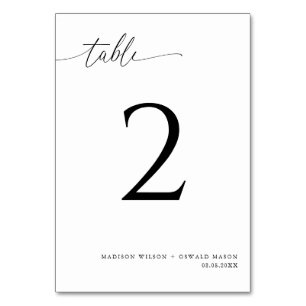 Elegant Modern Black Calligraphy Wedding 2 Table Number