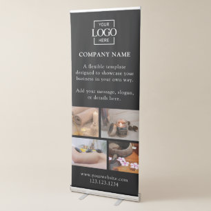 Elegant Modern Black Custom Business Logo & Photo Retractable Banner