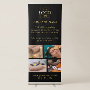 Elegant Modern Black Custom Business Logo & Photo Retractable Banner