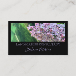 Elegant Modern Black Custom Photo Lilac Landscape  Business Card