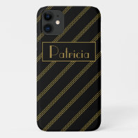 Elegant Modern Black Dotted Gold Lines