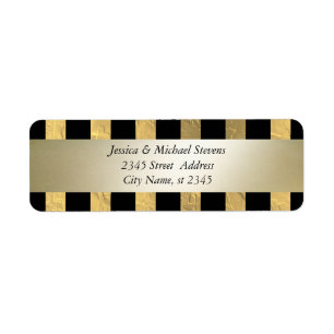 Elegant modern black/ faux gold stripes wedding