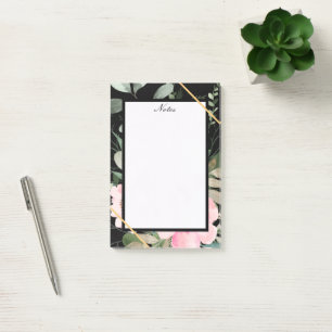 Elegant Modern Black Floral Post-it Notes