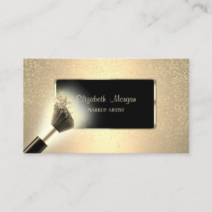 Elegant Modern,Black Frame,Confetti,Makeup Brush Business Card