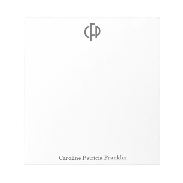 Elegant Modern Black Geometric Monogram Initials Notepad (Front)