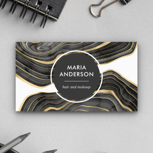 Elegant Modern Black Gold Agate Geode Gemstone Business Card
