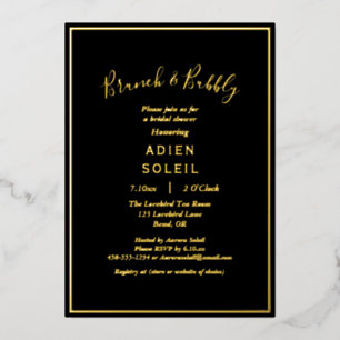 Elegant Modern Black Gold Bridal Brunch and Bubbly