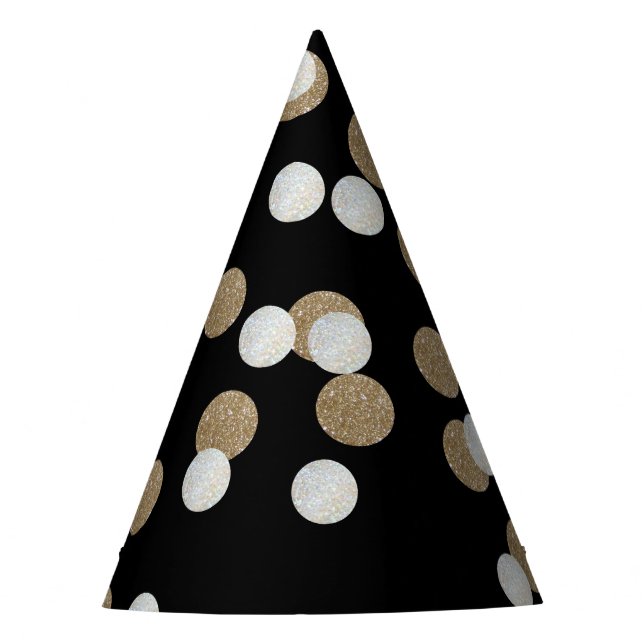 elegant modern Black Gold Confetti Holiday Party Party Hat (Front)
