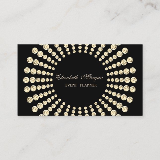 Elegant Modern,Black,Gold Diamonds Business Card (Front)