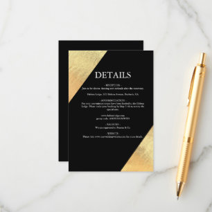 Elegant Modern Black & Gold Foil Wedding Enclosure Card