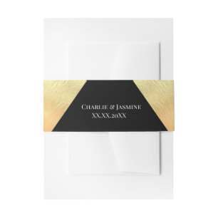 Elegant Modern Black & Gold Foil Wedding Invitation Belly Band