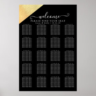 Elegant Modern Black & Gold Foil Wedding Seating Poster