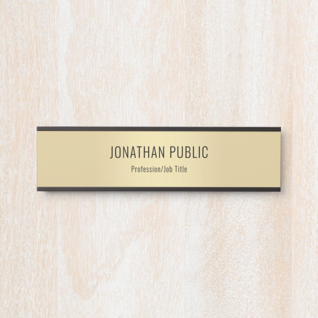 Elegant Modern Black Gold Glamour Template Door Sign (Front)