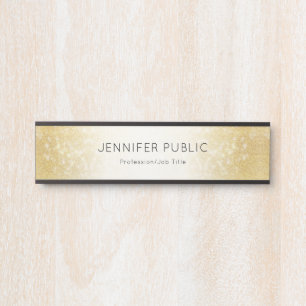 Elegant Modern Black Gold Glitter Glamour Template Door Sign