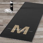 Elegant Modern Black Gold Initial Name Monogram Yoga Mat<br><div class="desc">Create Your Own Personalised Modern Bold Script Name Monogram Black and Gold Double-Sided Yoga Mat. This pretty, luxury yoga mat features a stylish monogram design with a sleek black background and a bold gold initial, beautifully complemented by a flowing white script name for a personal touch. Designed for both sides,...</div>