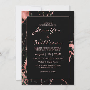 Elegant Modern Black Gold Marble Wedding Invitation