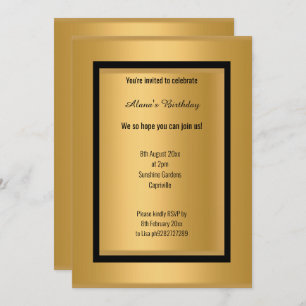 ELEGANT MODERN BLACK GOLD METALLIC ALL OCASSION INVITATION