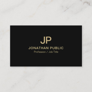 Elegant Modern Black Gold Monogram Luxury Chic Business Card