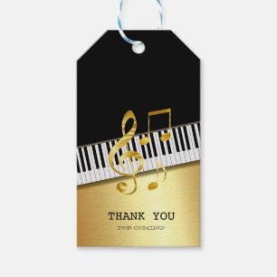 Elegant Modern Black Gold Music Notes,Piano Keys Gift Tags