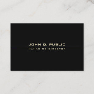 Elegant Modern Black Gold Professional Plain Top Business Card