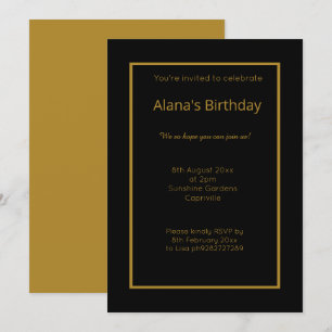 ELEGANT MODERN BLACK GOLD SIMPLE ALL OCASSION INVITATION