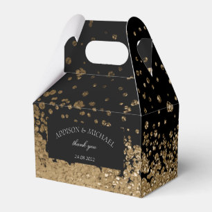Elegant Modern Black Gold Spaltter wedding Favour Box