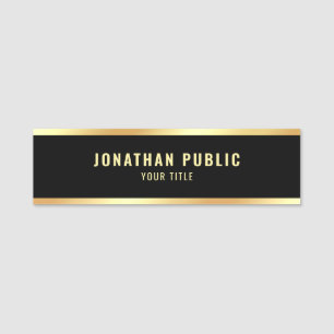 Elegant Modern Black & Gold Template Professional Name Tag