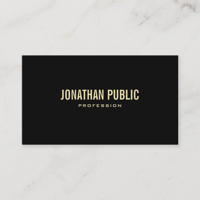 Elegant Modern Black Gold Text Elite Plain Luxury Business Card (Front)