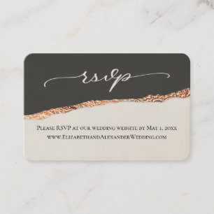 Elegant Modern Black & Gold Wedding Website RSVP  Business Card