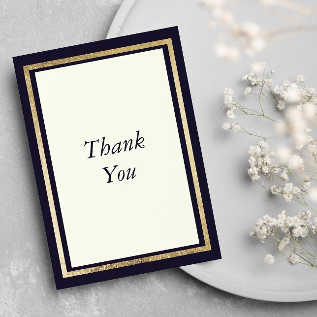Elegant Modern Black Ivory Gold 50th Birthday Thank You Card (Elegant Modern Black Ivory Gold 50th Birthday Thank You )