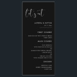 Elegant & modern black Let's eat wedding Menu<br><div class="desc">Let's eat! Wedding or reception party menu. A modern typography and a classic black theme for your wedding stationery: choose this simple and elegant wedding suite. Fully customisable: you can change the background as well as the text colour as you like.</div>