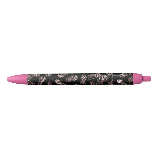 elegant modern black marble rose gold pineapple ink pen (Front)