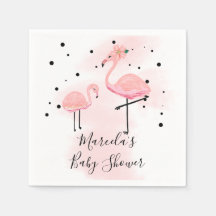 Elegant Modern Black & Pink Flamingo Baby Shower