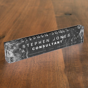 Elegant Modern Black Plain Marble Nameplate