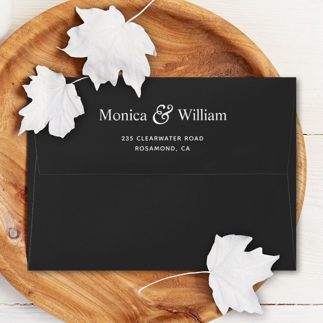 Elegant modern black pre addressed wedding envelope (Creator Uploaded)