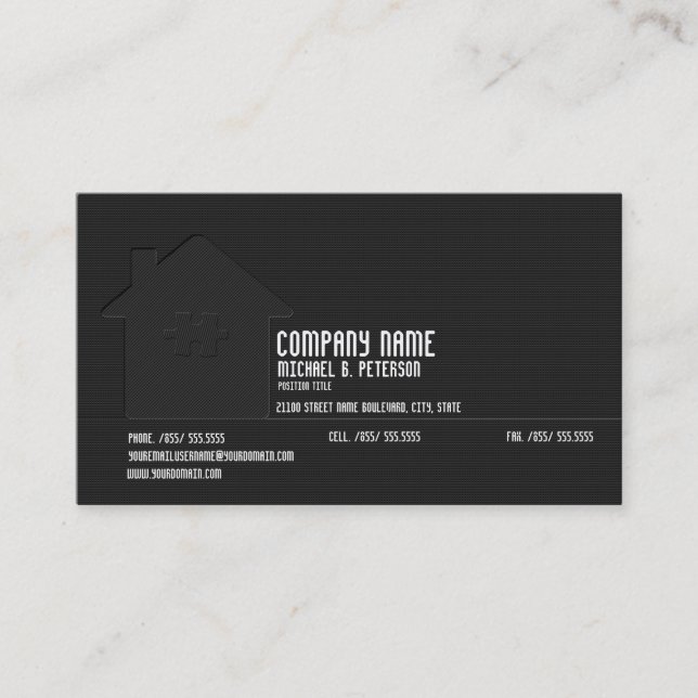 Elegant Modern Black Real Estate Plain Card (Front)